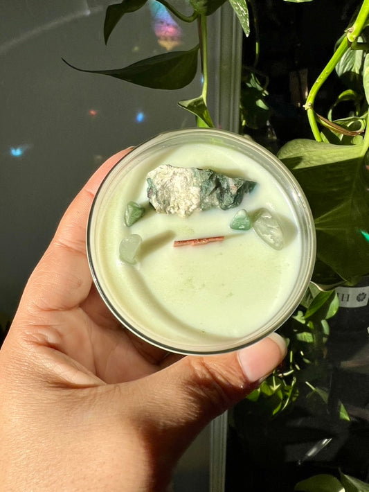 Tree Agate Crystal Candle