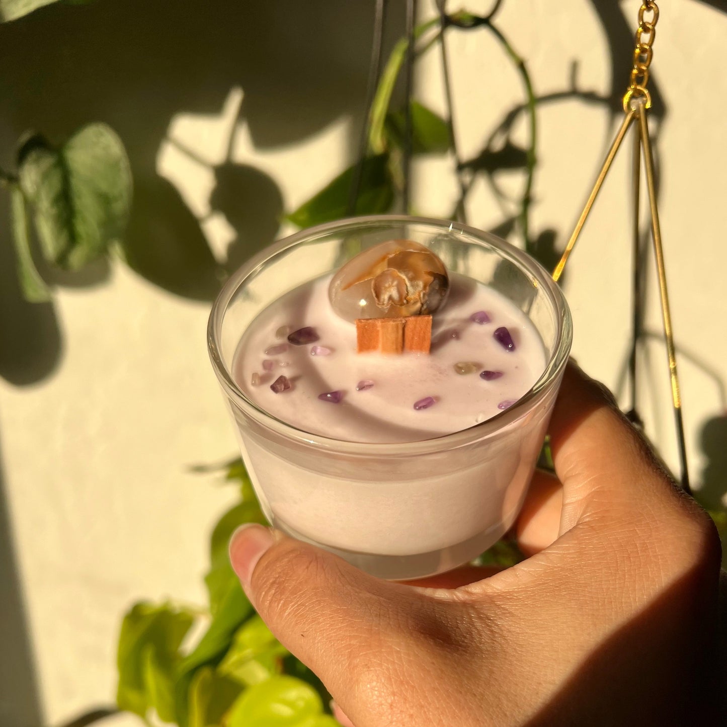 Flower Agate Crystal Candle