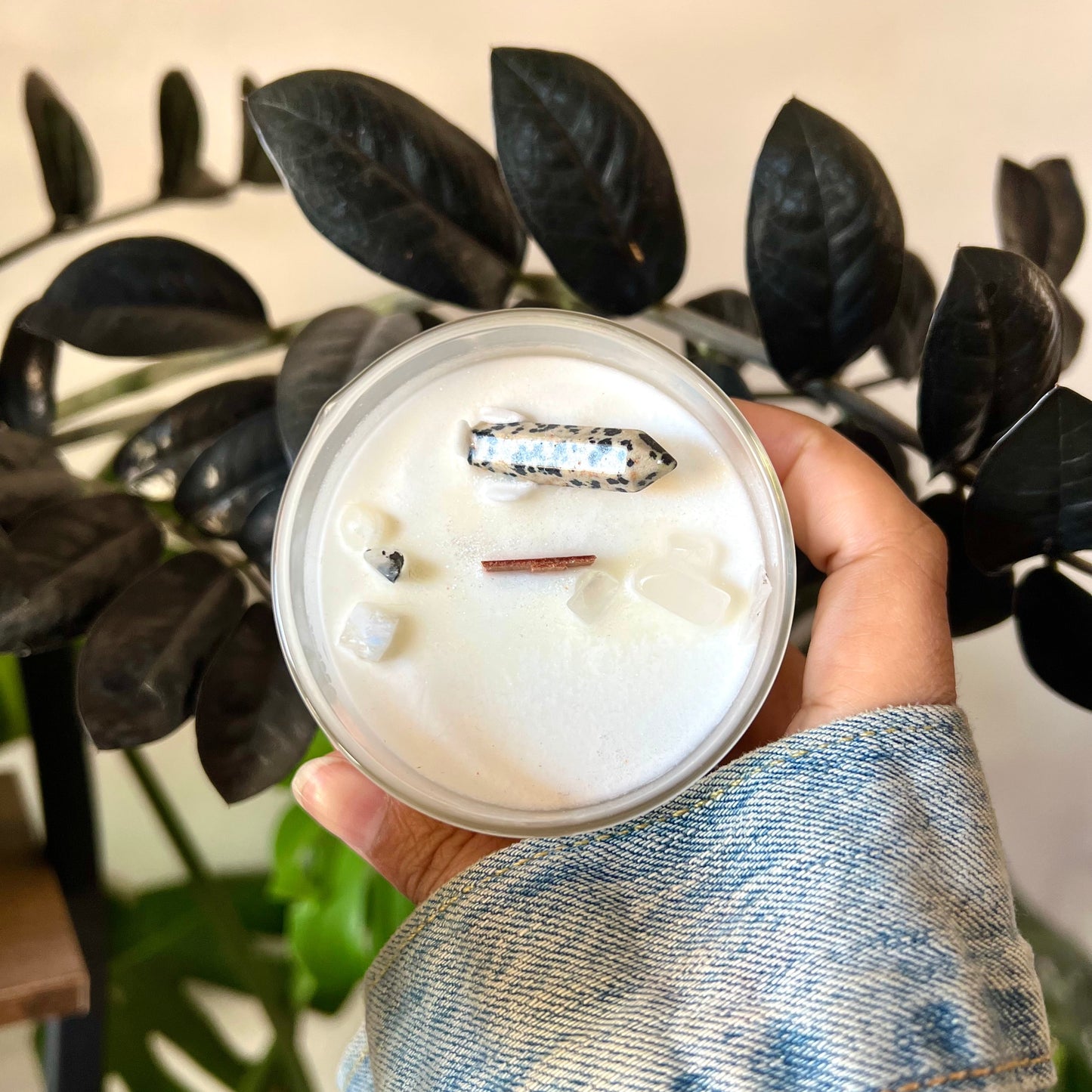 Dalmatian Jasper Crystal Candle