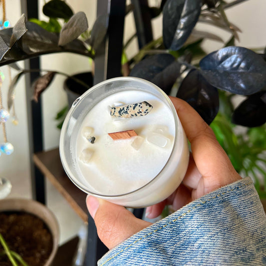 Dalmatian Jasper Crystal Candle