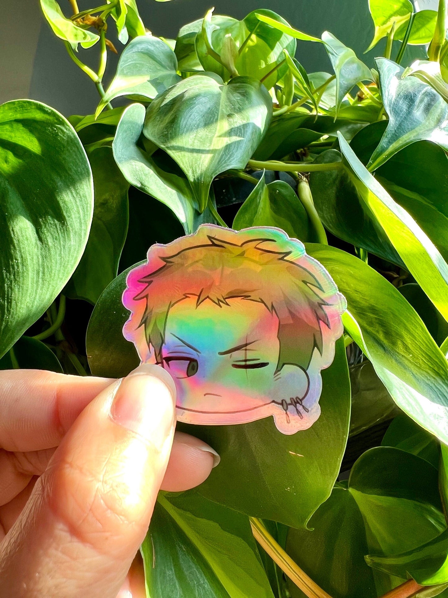 Pegatina holográfica de espadachín – OP