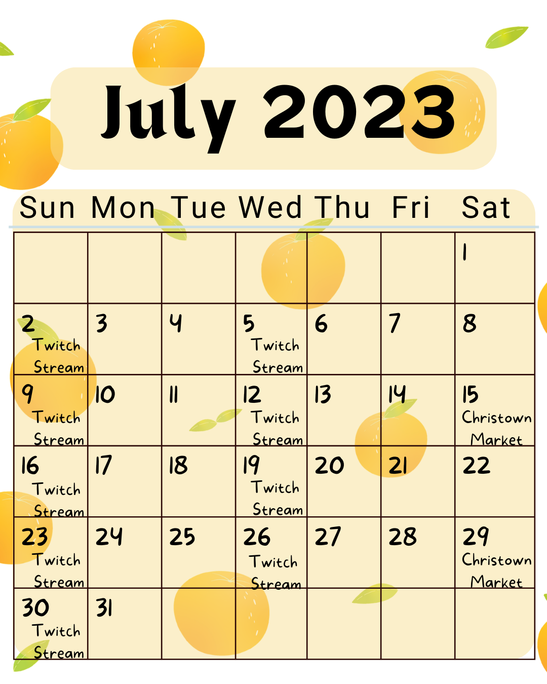 July Calendar