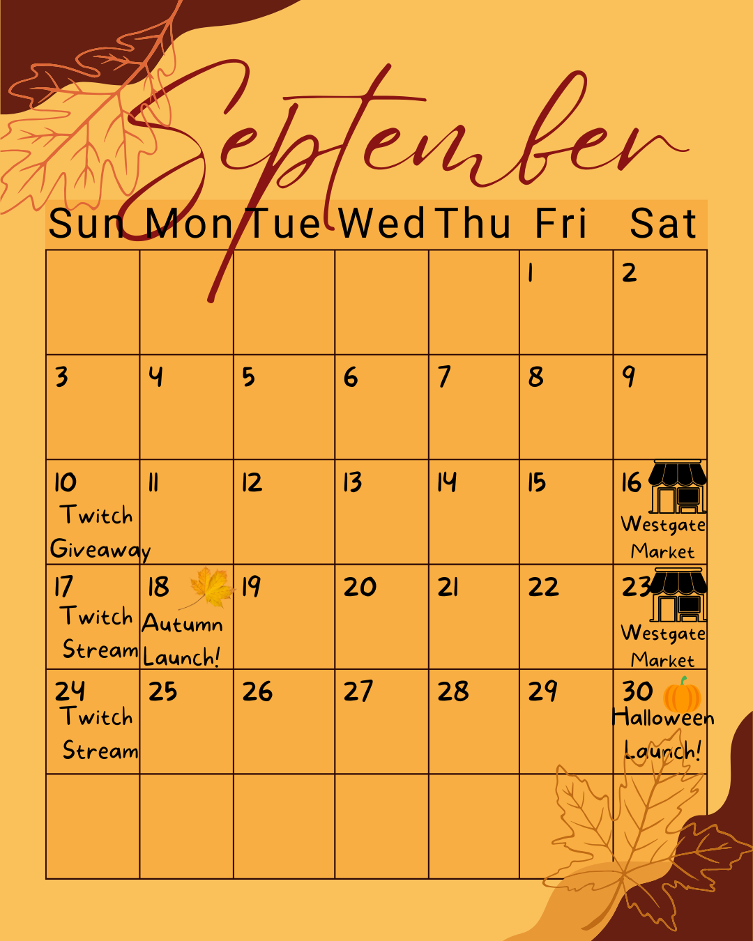 September Event Calendar