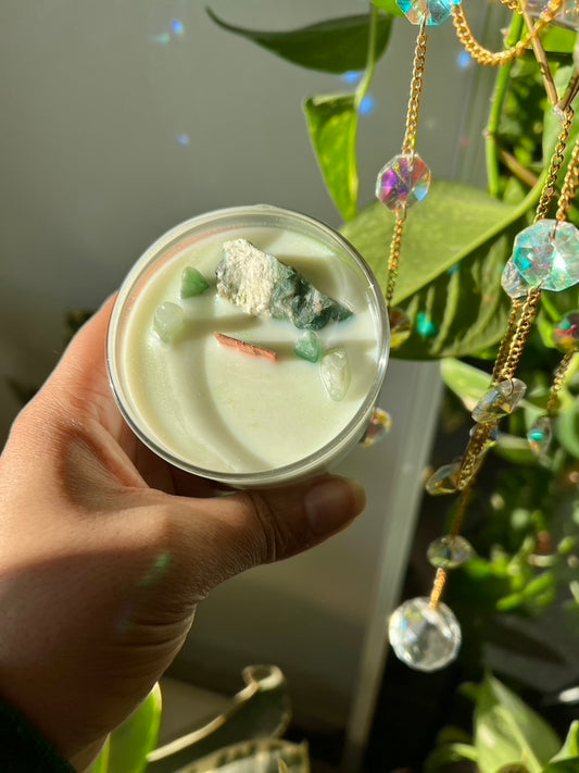 Tree Agate Crystal Candle