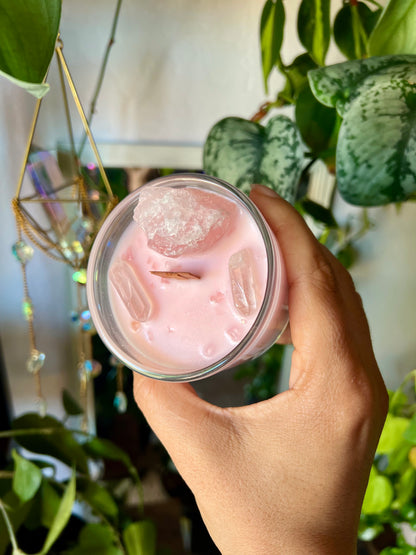 Rose Quartz Crystal Candle