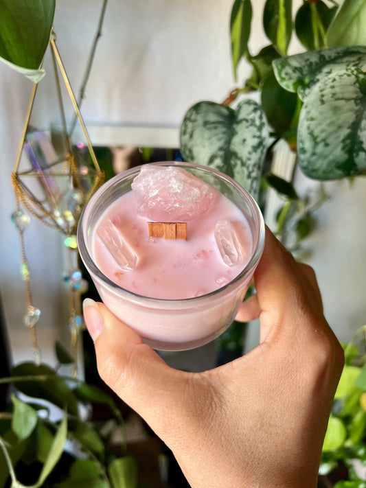 Rose Quartz Crystal Candle