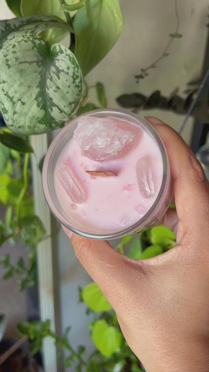 Rose Quartz Crystal Candle