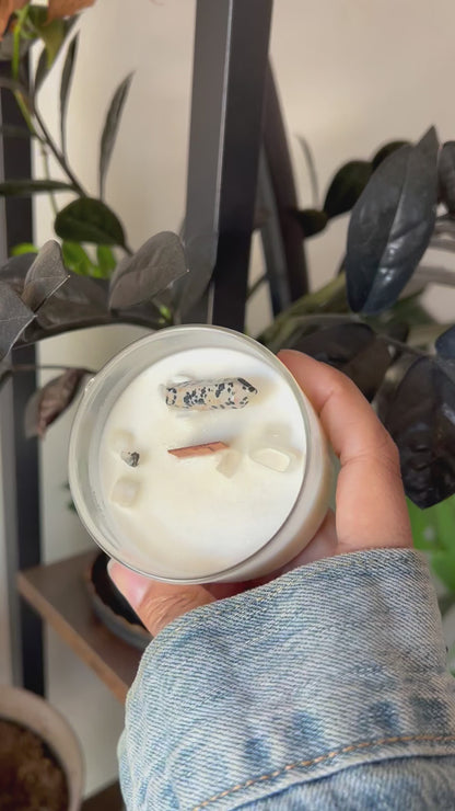 Dalmatian Jasper Crystal Candle