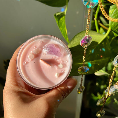 Rose Quartz Crystal Candle