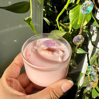 Rose Quartz Crystal Candle